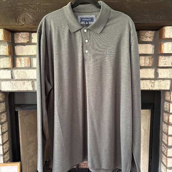 Crown & Ivy™ Long Sleeve Piqué Polo Shirt Gray NWOT XXL - Picture 1 of 8
